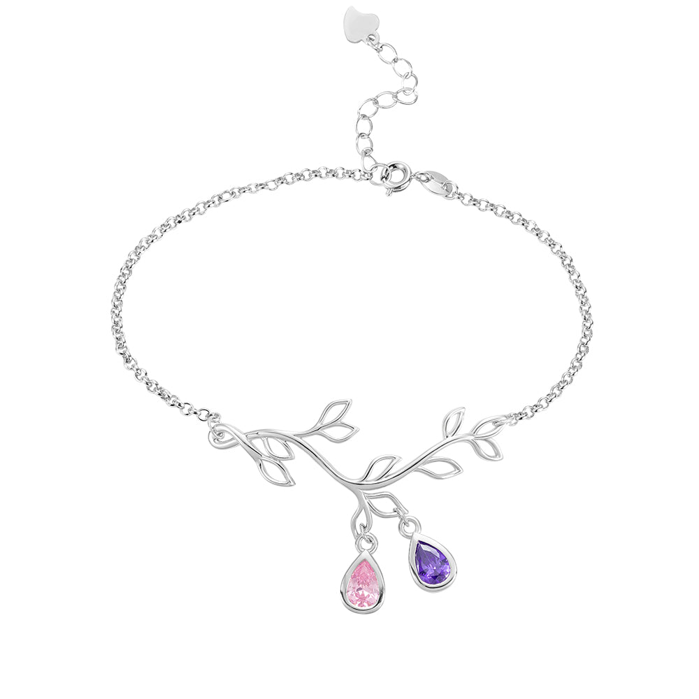 Custom Family Tree Branch Birthstone Bracelet