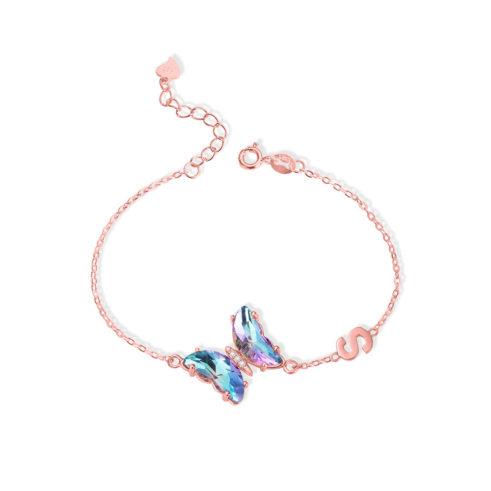 Personalized Crystal Glass Butterfly Bracelet