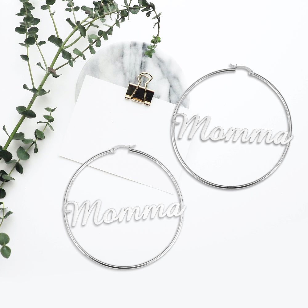 Personalized 1 Name Hoops Earring