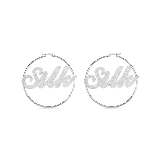 Personalized Sparkling Name Hoop Earrings