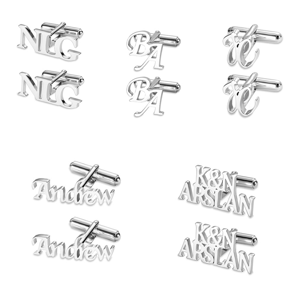 Personalized Letter Name Cufflinks Sterling Silver 925