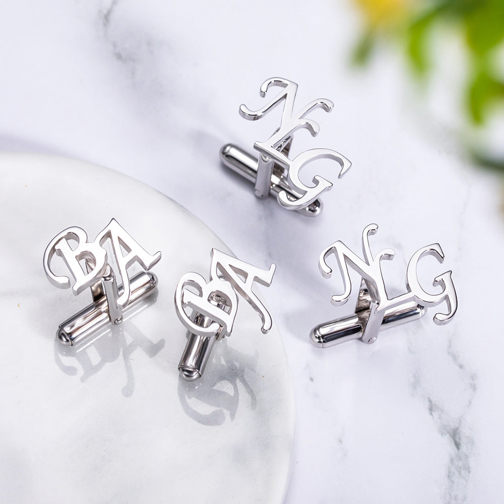 Personalized Letter Name Cufflinks Sterling Silver 925