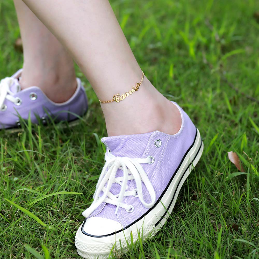 Personalized Name Anklet Sterling Silver 925