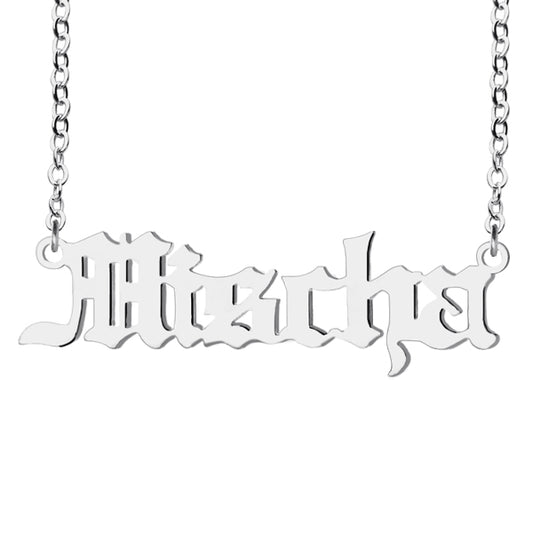 Old English Name Necklace Sterling Silver