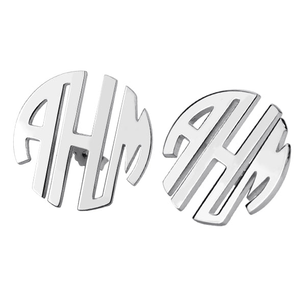 Custom Block Monogram Stud Earrings Sterling Silver