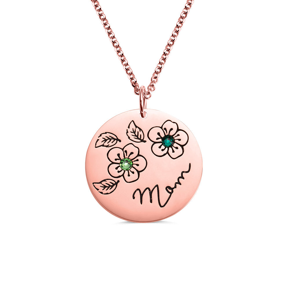 Personalized Birthstone Flower Necklace Gifts for Mother-Stainless Steel