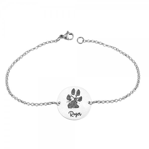 Custom Dog Paw Round Charm Bracelet