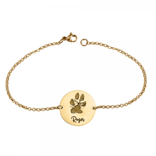 Custom Dog Paw Round Charm Bracelet