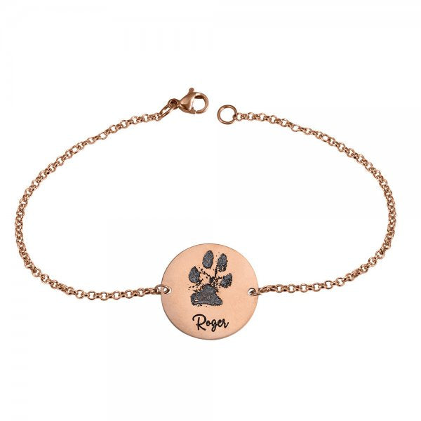 Custom Dog Paw Round Charm Bracelet