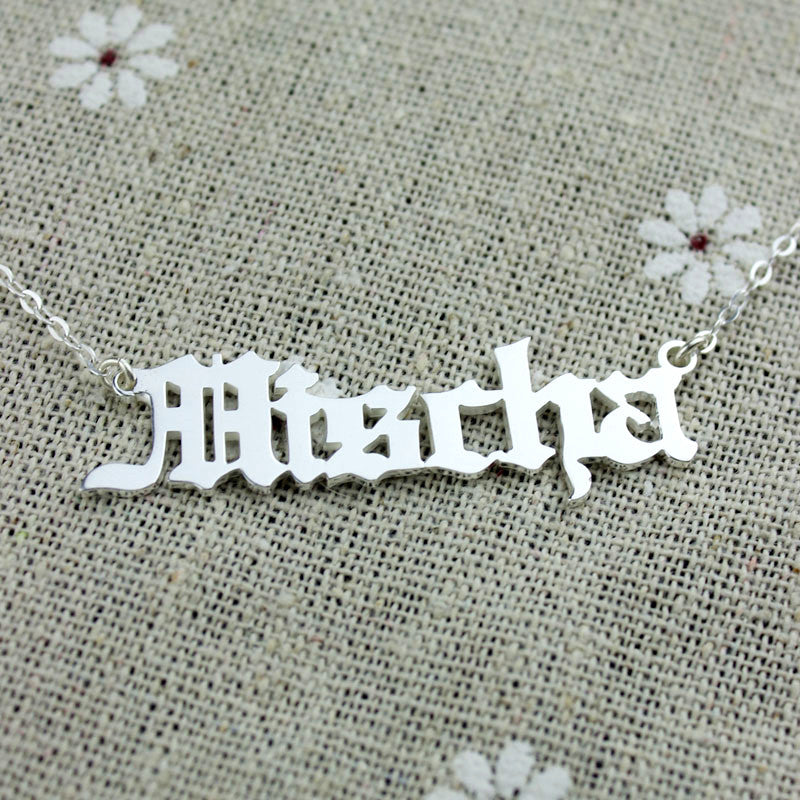 Old English Name Necklace Stainless Steel