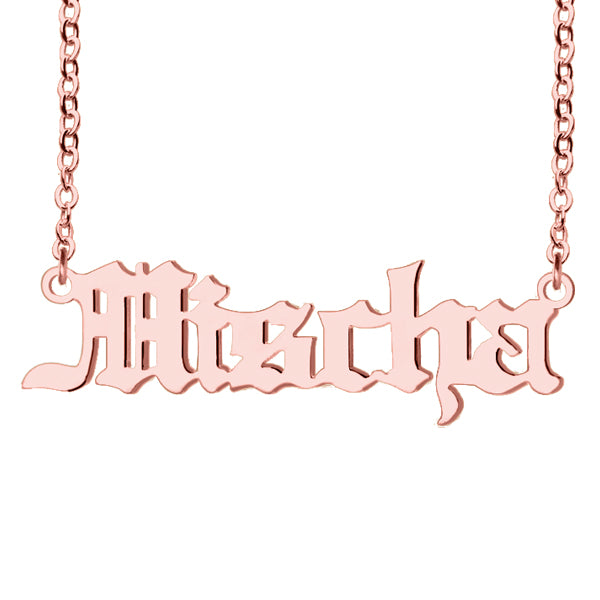 Old English Name Necklace Stainless Steel