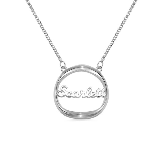 Personalized Shadow Heart Name Necklace in Silver