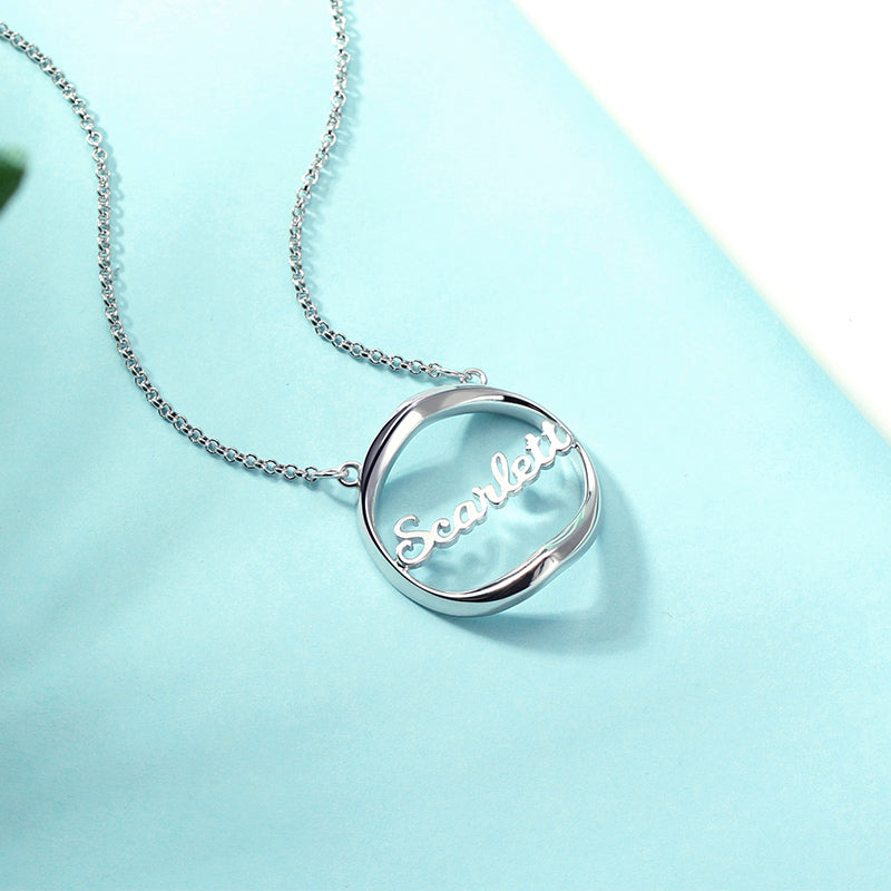 Personalized Shadow Heart Name Necklace in Silver