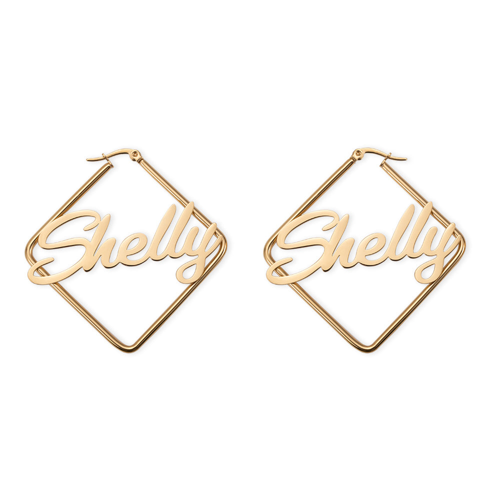 Personalized Square Name Earrings