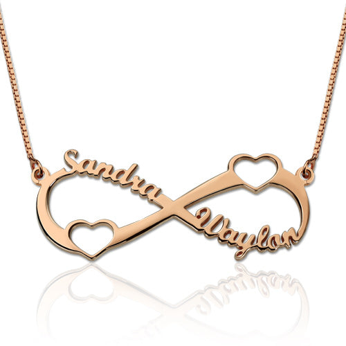 Double Heart Infinity Names Necklace Sterling Silver