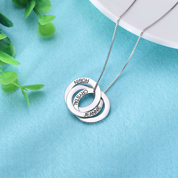 Engraved Russian Ring Necklace Sterling Silver