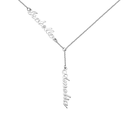 Personalized Two Names Y-shaped Necklace in stainless steel