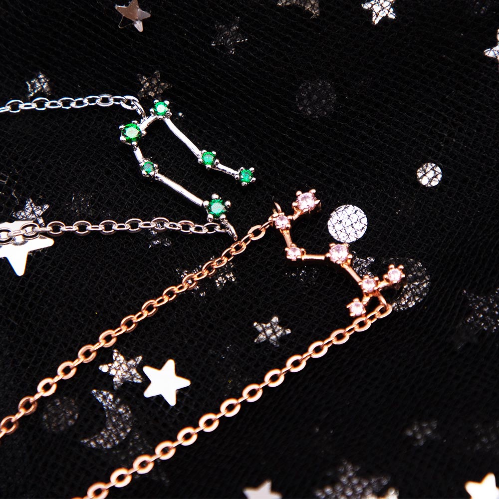 Zodiac Bracelet & Constellation Anklet with Birthstone - Star Style