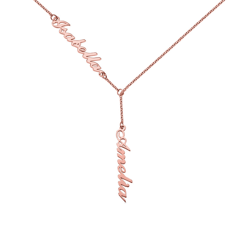 Personalized Two Names Y-shaped Necklace in Sterling Silver