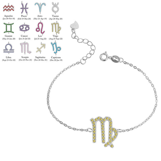 Zodiac Bracelet & Constellation Anklet with Birthstone - Sign Style