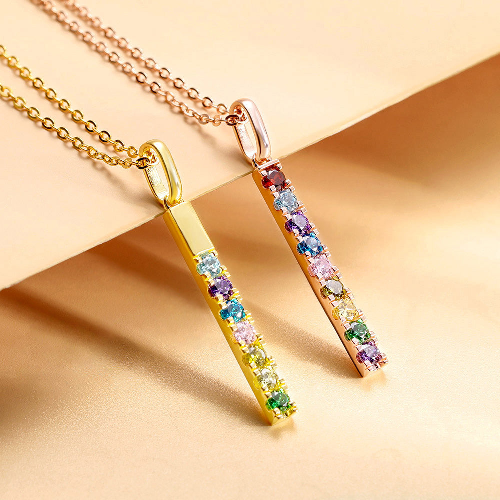 Customized Birthstones Bar Necklace