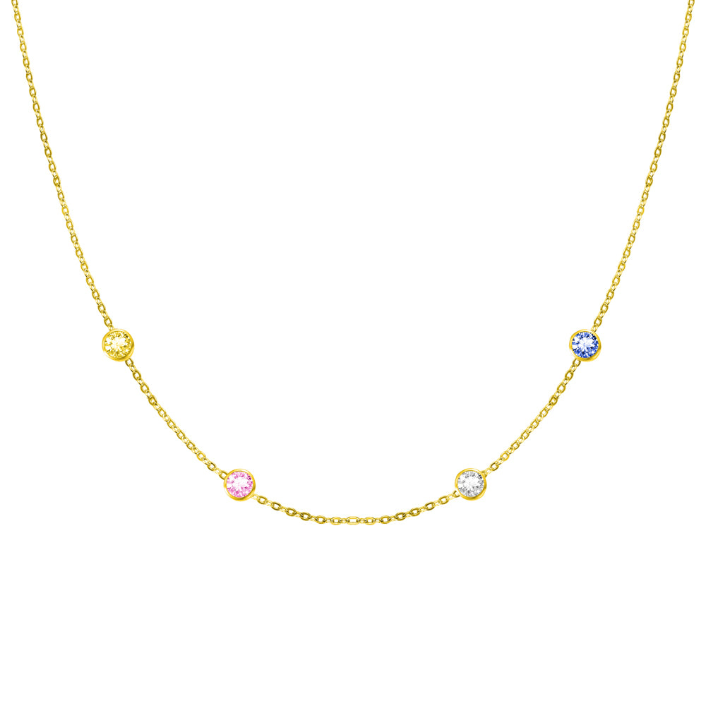 Custom Spaced Birthstone Charm Necklace