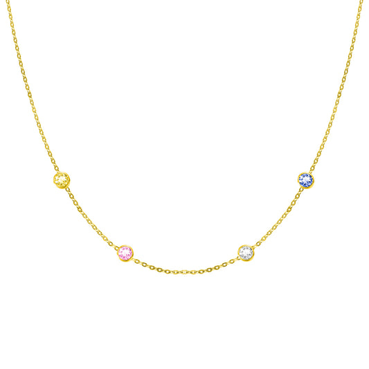 Custom Spaced Birthstone Charm Necklace