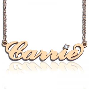 Sterling Silver Carrie Name Necklace With Birthstone