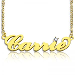 Sterling Silver Carrie Name Necklace With Birthstone