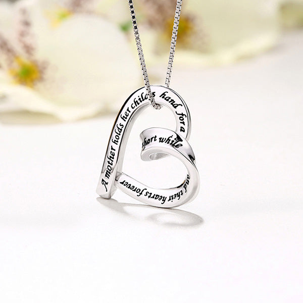 Heart Strip Necklace Sterling Silver for Mom/Mother