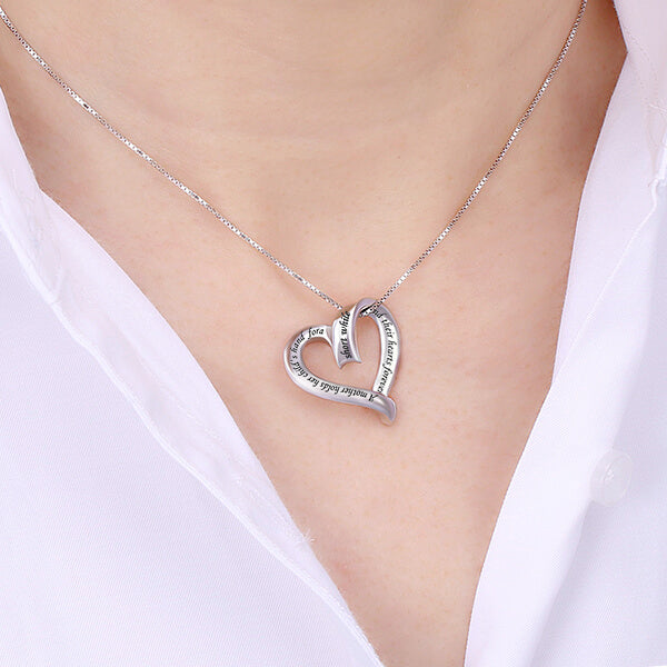 Heart Strip Necklace Sterling Silver for Mom/Mother