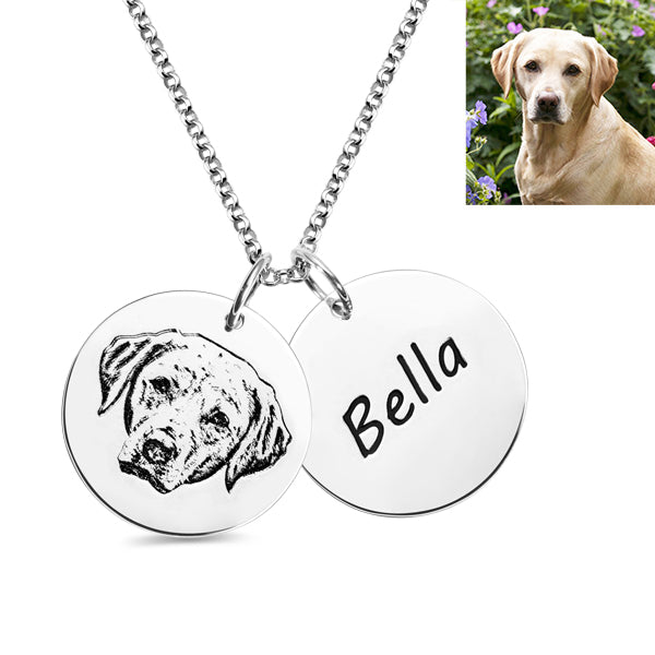 Engraved Pet Photo Necklace Sterling Silver