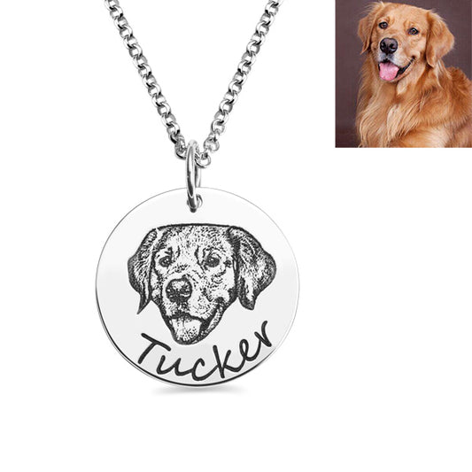 Engraved Disc Pet Photo Necklace