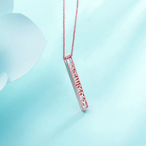 Personalized Special 3D Bar Necklace In Silver