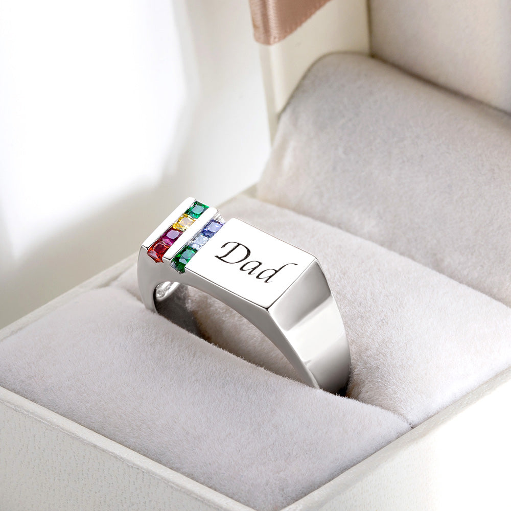 Personalized Birthstone Family Ring for Men