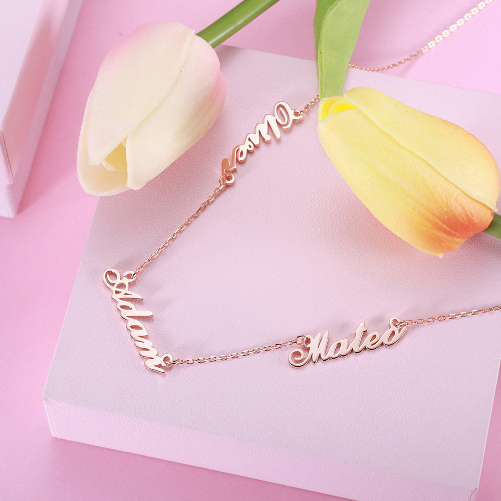 Personalized Tres-Names Necklace sterling silver