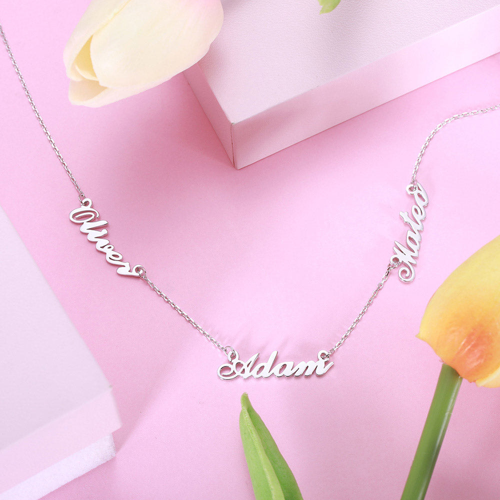 Personalized Tres-Names Necklace sterling silver