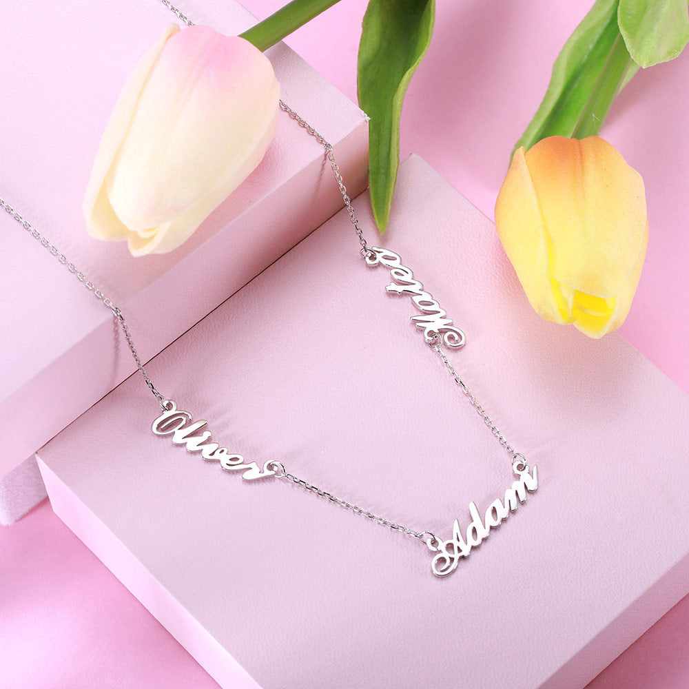 Personalized Tres-Names Necklace sterling silver