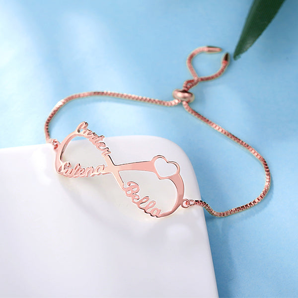 Engraved Infinity Bracelet in Rose Gold