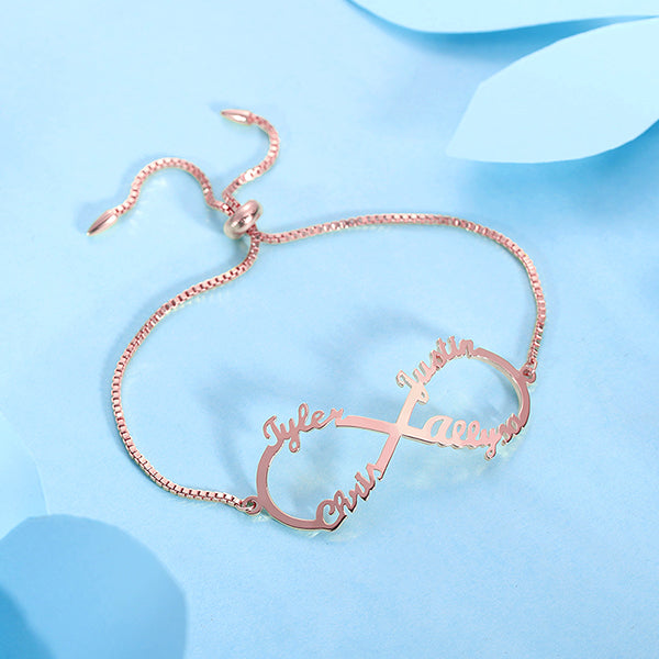 Engraved Infinity Bracelet in Rose Gold