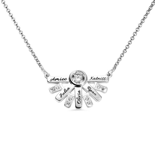 Personalized "You Are My Sun Shine" Birthstone Necklace Sterling Silver