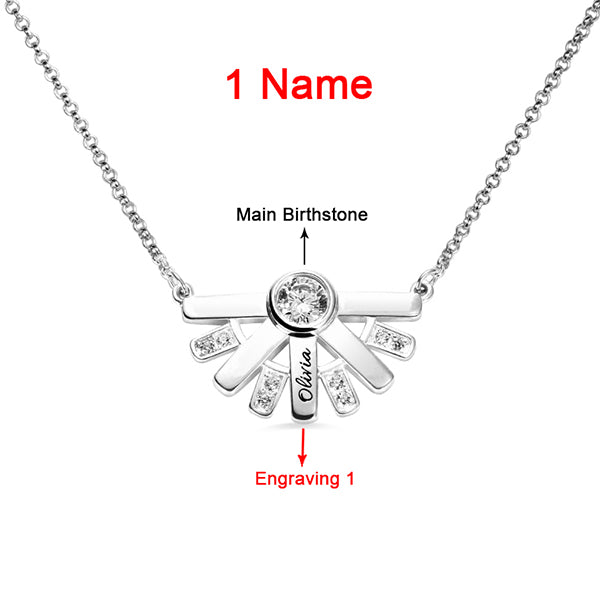 Personalized "You Are My Sun Shine" Birthstone Necklace Sterling Silver