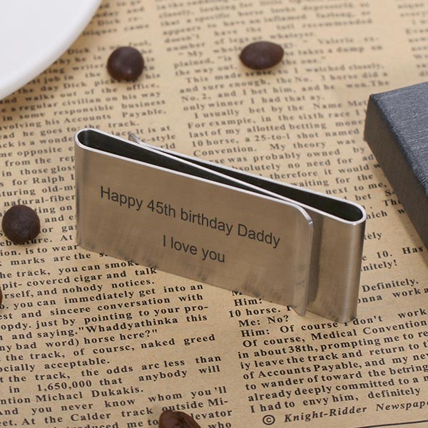 Personalized Double-sided Men's Money Clip in Stainless Steel