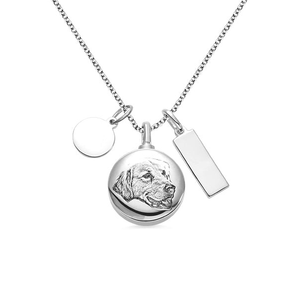 Engraved Baby Footprint Cremation Necklace Sterling Silver