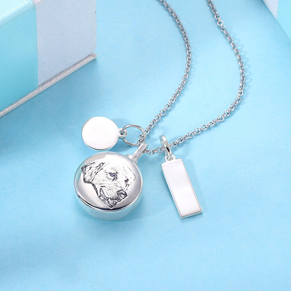 Engraved Baby Footprint Cremation Necklace Sterling Silver