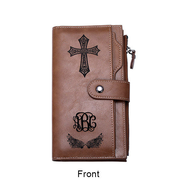 Personalized Cross Photo Leather Wallet for Men