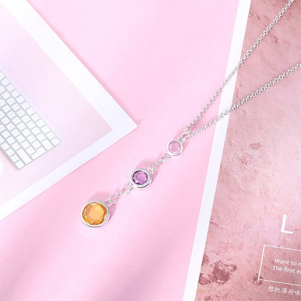 Personalized Three Generations Birthstone Necklace