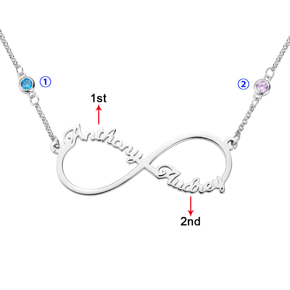 Personalized Infinity Two Name Necklace in Silver