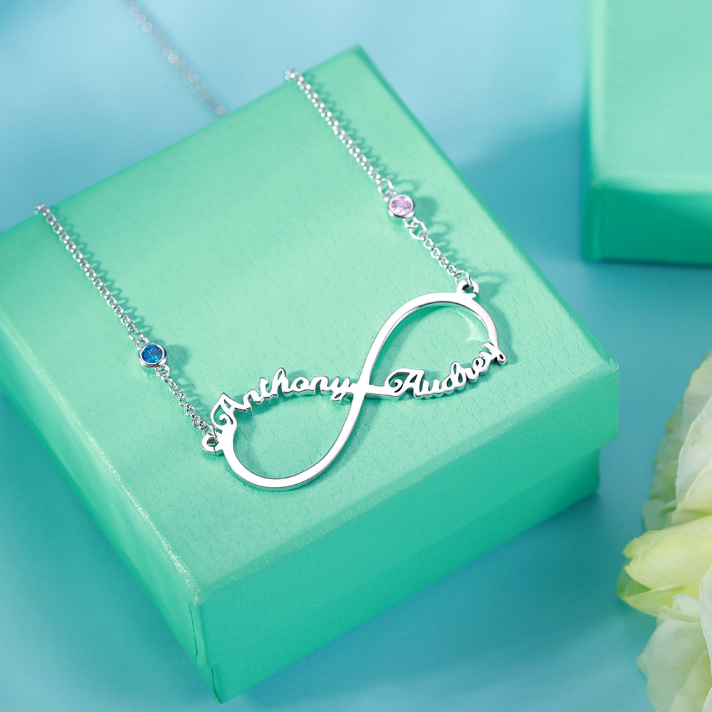 Personalized Infinity Two Name Necklace in Silver