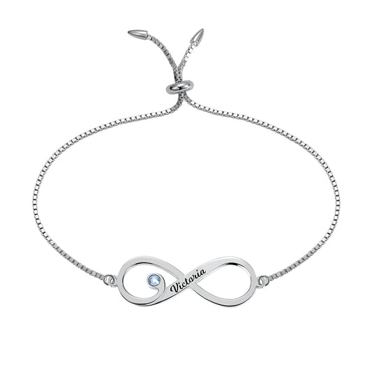 Personalized Infinity Bracelet with Birthstone